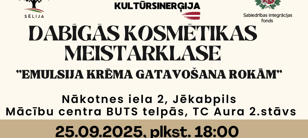 Aicinām pieteikties dabīgās kosmētikas meistarklasei!